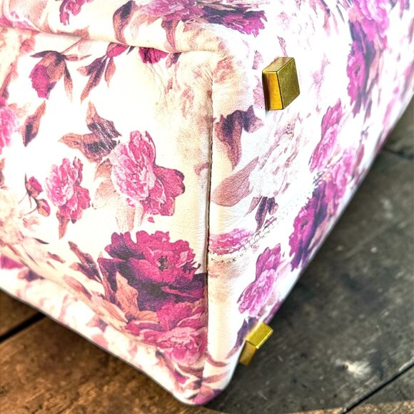 Sharif Legacy Vintage Signature Leather Floral Satchel Everyday Tote Bag - Picture 9 of 16